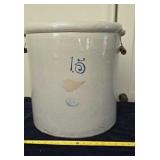 15 Gal Red Wing Stoneware Crock Small Crack
