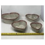 Heart Shaped Stoneware Nesting Bowls