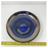 Iridescent Cobalt Blue Art Glass Bowl