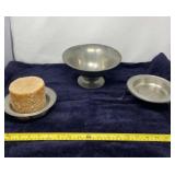 Pewter Candle Bowls with Candle and Display Bowl