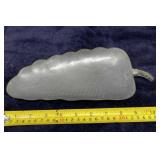 Vintage Chinese Pewter Leaf Dish with Copper