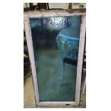 Vintage Window Frame with Textured Blue Glass22X42
