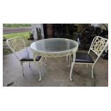 Vintage Metal Patio Set With Small Round Table and