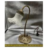 Brass Colored Lamp with Lilly Pad Base and Frosted