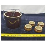 Brown Glazed Stoneware Crock with Wire Bail Handle