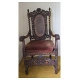 19th- Century Heavily Carved Walnut Armchair