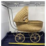 Vintage Woven Wicker Baby Carriage
