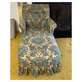 Blue & Gold Floral Chaise Lounge with Some Tares