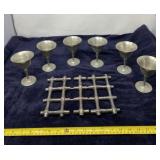 Vintage Set of 6 Plymouth Pewter Goblets and