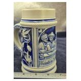 German Blue and Gray Salt Glaze Beer Stein