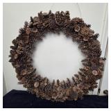 Handmade Natural Pinecone Wreath 32"