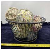 Wire Basket with Fabric Rag Balls