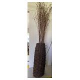 Woven Basket with Flax Stems