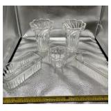 Mikassa Clear Peppermint Vases, Scallop Edge Bowl