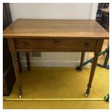 Rustic Pine Farmhouse Kitchen Table On Castors