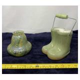 Loetz Art Glass Lamp Shade and Green Glazed