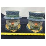 Two Ceramic Snowman Jars