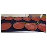Vintage Red 12 Melamine Dinner Plates 1970