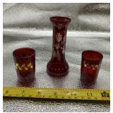 Egermann Boheium Ruby Red Cut To Clear Glasses