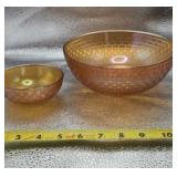 Marigold Carnival Glass Bowls Checkered Pattern
