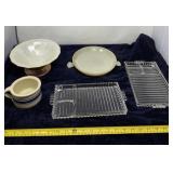 Fire King Oven Dish, Glass Relish Dishes, Pedestal
