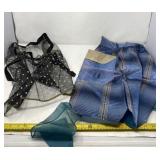 Black Mesh, Blue, and Gold Aprons