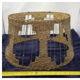 Woven Raffia and Iron Lamp Shade
