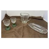 Collection of Vintage Glassware Including Green