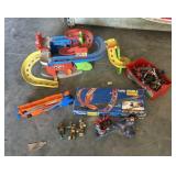 Hot Wheel Car Truck and Double Barrel Raceway and
