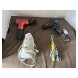 Massage Gun, Blow Dryer, Small Flat Iron, and
