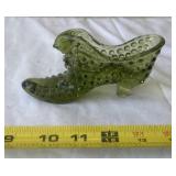 Green Glass Hobnail Shoe