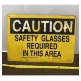 Caution Safety Glasses Required Sign
