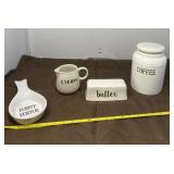 At Home Butter Dish, Creamer, Coffee Canister and