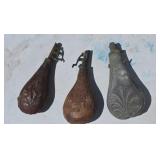 Three Old Powder Flask Two are Leather