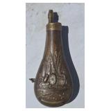 Old Brass and Copper Powder Flask Made in Italy