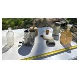 Vintage Items a Glass Bottle, a Metal