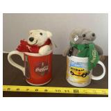 Coca- Cola Coffee Cups with Bean Bag Plushies