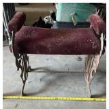 Red and Rustic Metal Foot Bench