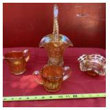 Imperial Glass Marigold Carnival Glass Basket,
