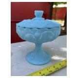 Vintage Fenton Water Lily Pedestal Covered Candy