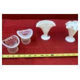 Fenton Milk Glass Vases and Hobnail Toothpick