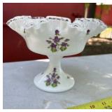 Fenton Milk Glass Violets in the Snow Ruffled