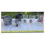 Metal Buckets with Trophy Cup and Slim Jim Mug