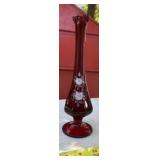 Vintage Fenton Art Glass Ruby Red Bud Vase