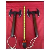 Two Mid Evil Style Double Headed Throwing Axe