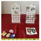 Earring Displays with Earrings, Pins and Crock