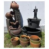 Waterfall Statues and Flower Pots