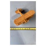 Handmade wooden biplane toy airplane