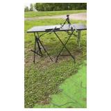 Tripod, black metal folding tray stand and more