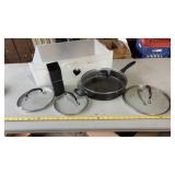 Plastic Drawer with Skillet and lids and knife